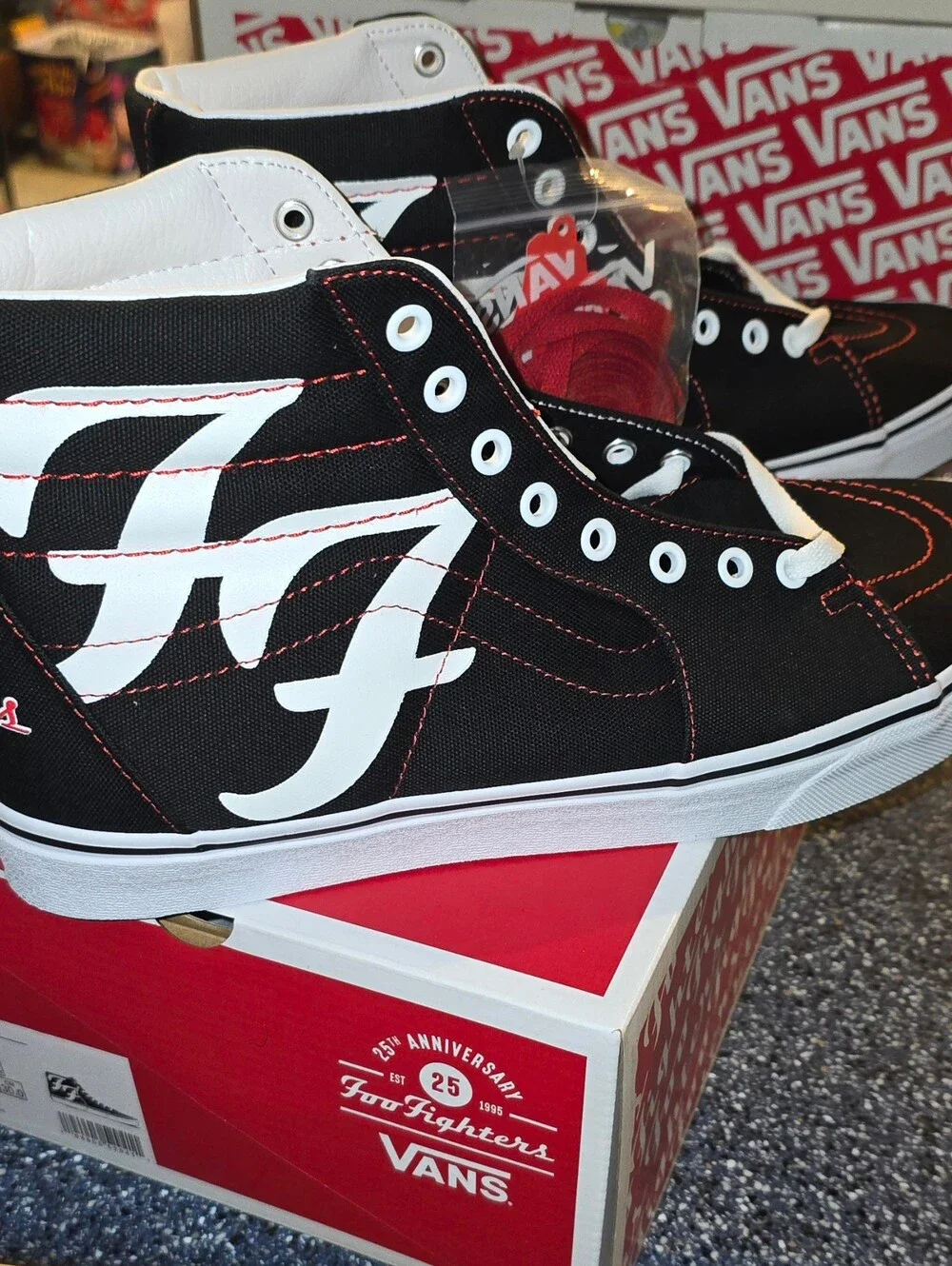 Foo Fighters Special Edition Vans Black & White High-Top Sneakers